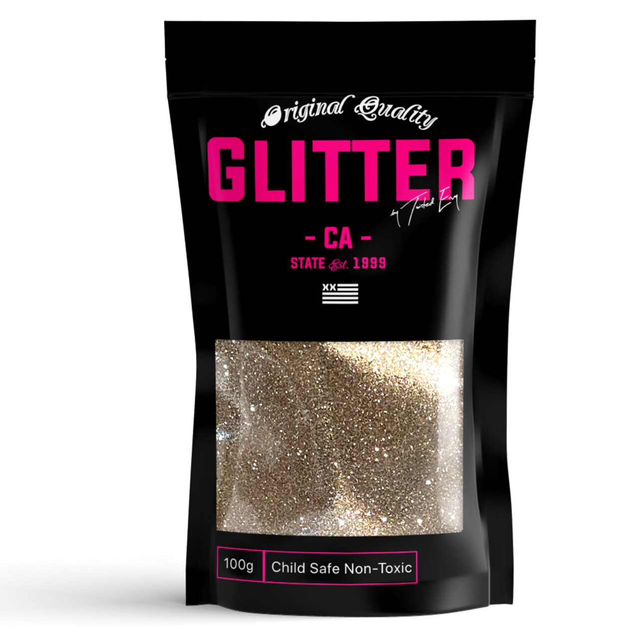 Champagne Gold Premium Glitter Multi Purpose Dust Powder 100g / 3.5oz for use with Arts & Crafts Wine Glass Decoration Weddings Cards Flowers Cosmetic Face Body (PACKAGING MAY VARY)